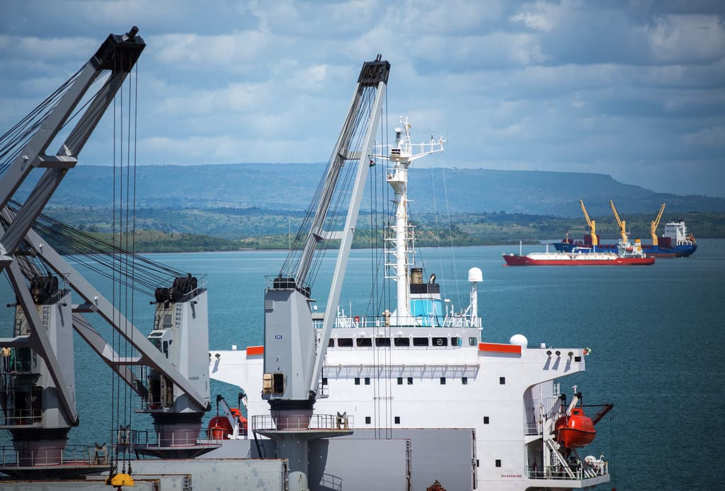Ship alongside port cranes at the Port of Mombasa